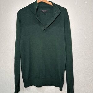 Wool Blend Banana Republic Men's Dark Green Zip‎ Up Sweater Large